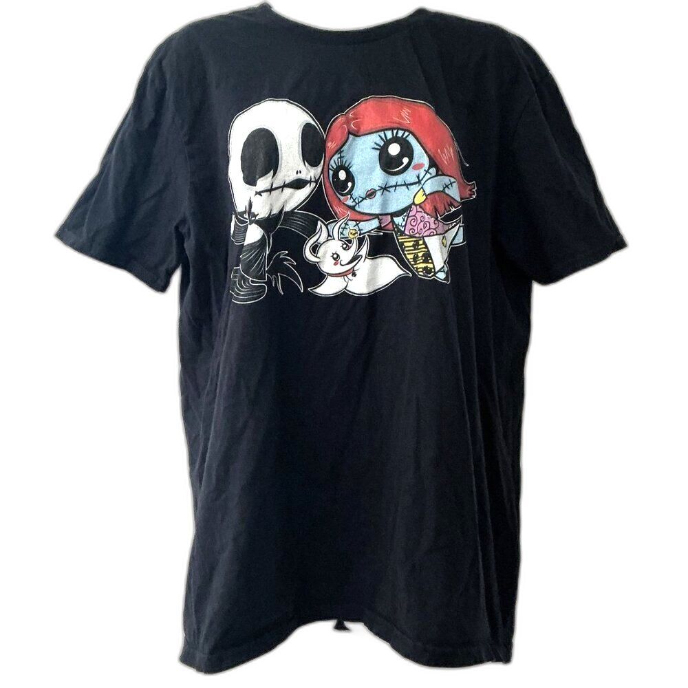 Nightmare Before Christmas Chibi Jack And Sally Graphic Tee Large